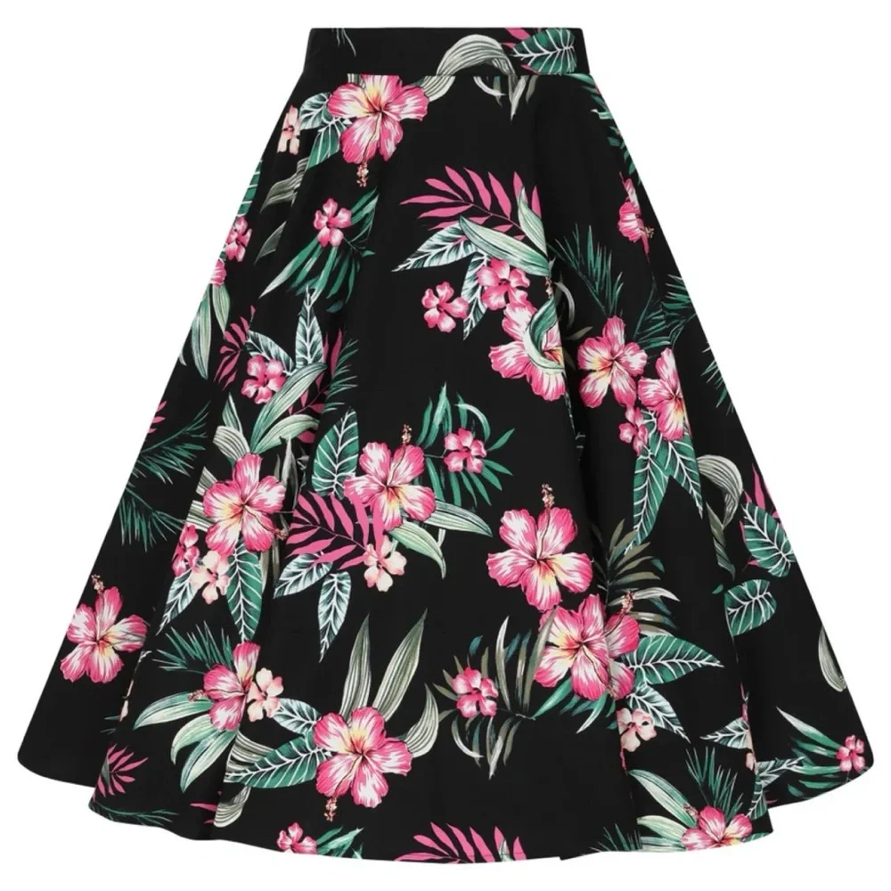 Hell Bunny Kalani 50’s Tropical Flower Pinup Swing Skirt 2X — fits 1X - Picture 12 of 15
